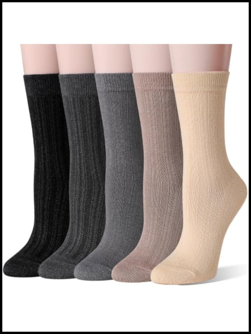 Merino Wool Crew Calf Socks Thin Warm Cozy Women's Boot Socks